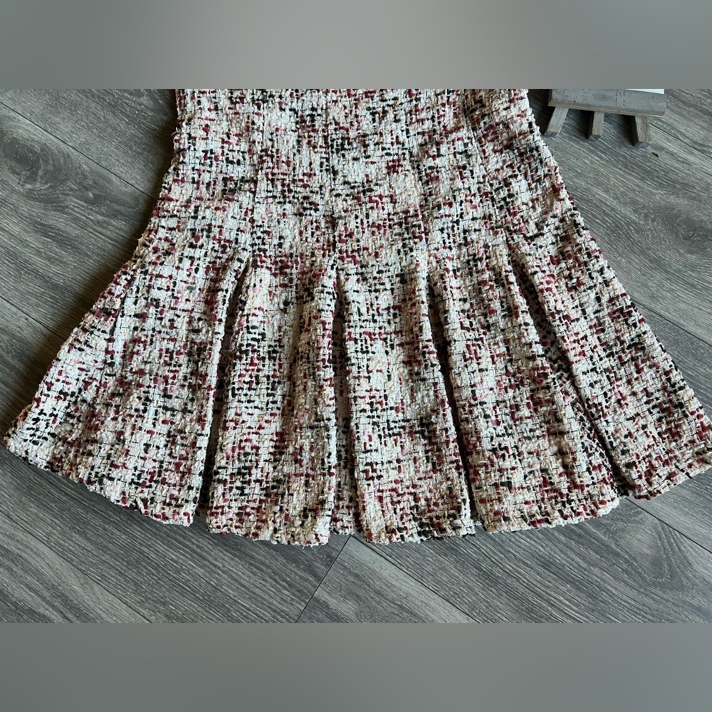 En Saison Everleigh Tweed Boucle Metallic Pleated Sleeveless mini dress L NWT - Picture 7 of 16